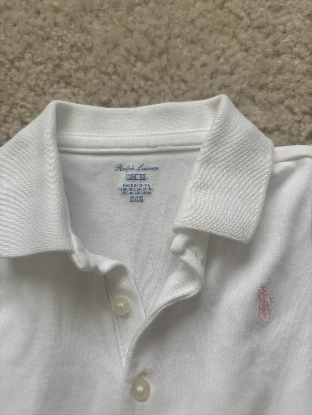 Ralph Lauren White Long-Sleeve Polo Footed One-Piece